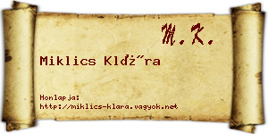 Miklics Klára névjegykártya